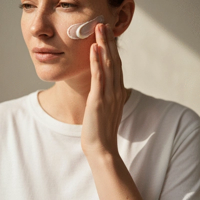 Person applying a topical retinoid cream as part of a consistent skincare routine. The focus is on a close-up of hands applying product to the face, emphasizing daily care.